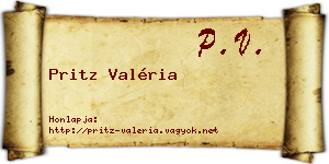 Pritz Valéria névjegykártya